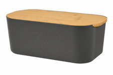 Grey Bread Bin Bamboo Lid