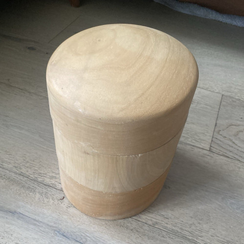 Oval wooden hat block - wooden, beige
