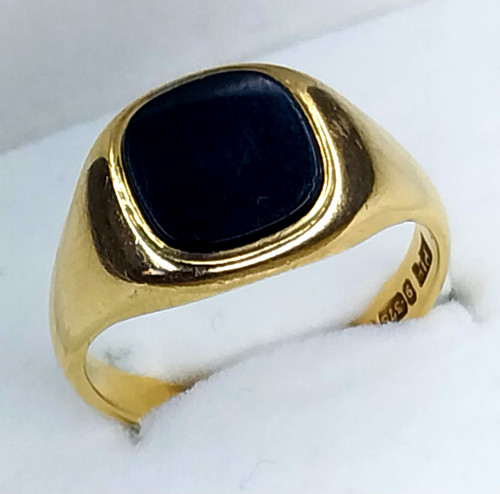 Vintage 9ct gold onyx signet - onyx,