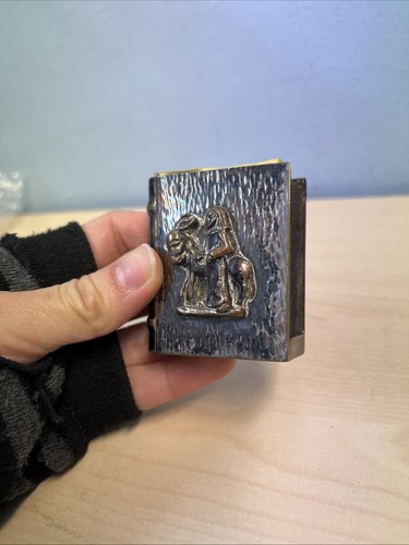 Antique metal matchbox holder - antique,