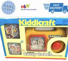 Vtg Fisher Price Kiddicraft Musical Carry Cubes Boxed 1989 Retro Todler Toy (17)