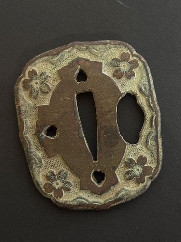 Japanese antique tsuba with - japanese,