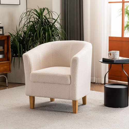 Tub chair boucle fabric - tub, cream