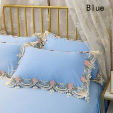 2X Pillowcases Embroidered Lace Pillow Case Cover Home Bedding Princess 48X74cm