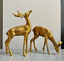 Vintage Pair Brass Deer Stag