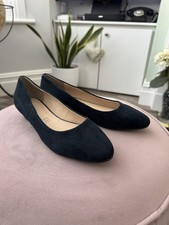 Footglove Navy Blue Suede Low Wedge Court Shoes NEW Uk 4 Eu 37 RRP £39.50