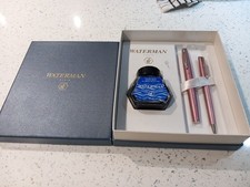 Waterman Fountain & Ballpoint Pen Ink Set Shimmery Pink Boxed