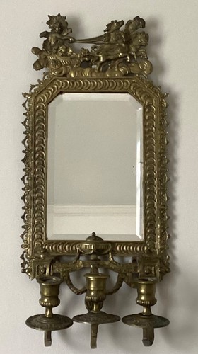 Antique brass three candle - three,