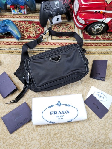 Prada black tessuto nylon belt - prada,