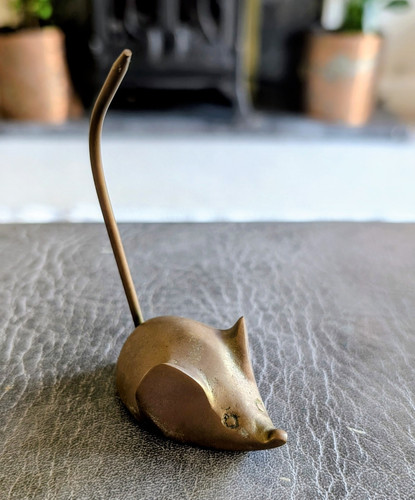 Vintage brass mouse - vintage,