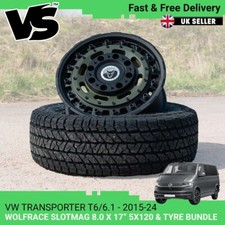 FOR VW T6/T6.1 WOLFRACE SLOTMAG 17" ARMY GREEN 5X120 ALLOY WHEELS & TYRES