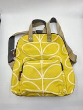 Orla Kiely Bestie Backpack Yellow Linear Stem Print Cotton Rucksack Medium Size