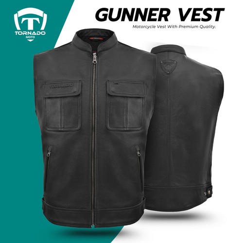 Motorcycle leather vest - leather,