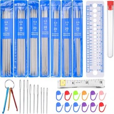 35 Pcs Double Pointed Knitting Needles Set, Short 20cm Metal Double Ended for