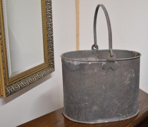 Vintage galvanised mop bucket - mop,