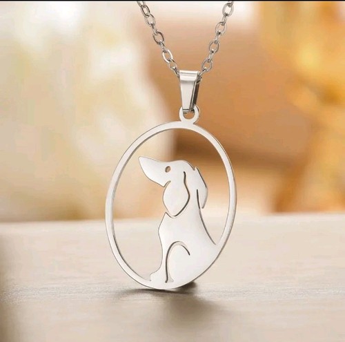 Dachshund dog necklace silver - dog,