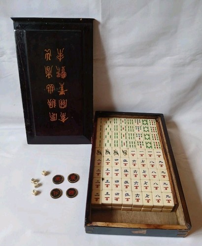 Mahjong set 144 bone bamboo - mahjong, &