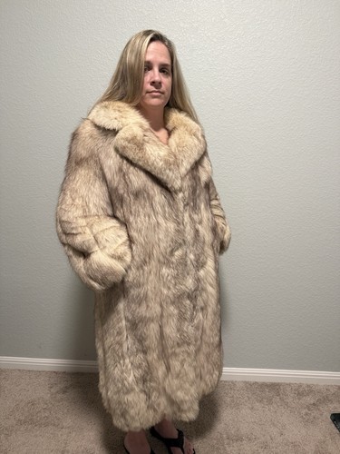 Blue fox fur coat length - blue, 3/4