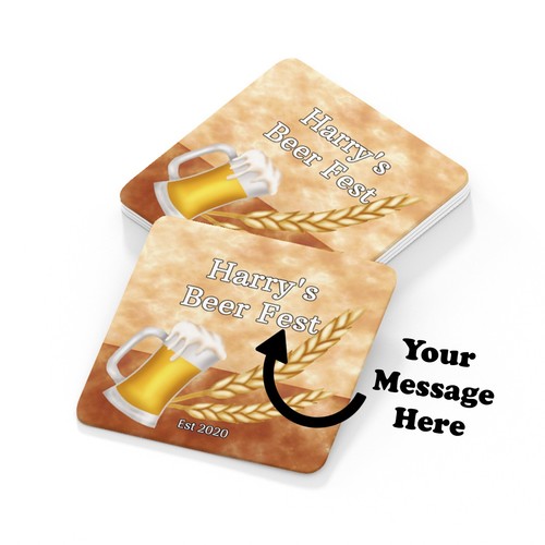 Personalised beer mats - personalised, mats,