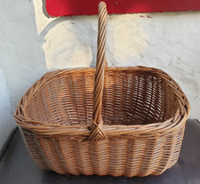 VINTAGE RECTANGULAR WICKER SHOPPING  PICNIC BASKET WITH HANDLE