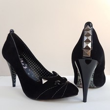 Killah Studded Goth Witch Black Cat Heels Halloween Wednesday Cosplay Shoes UK 4