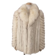 *SAGA FUR Real Blue Fox Fur Luxury Coat Soft Beautiful L 5-YKF692