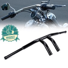 Fat 1-1/4" Black 8" Rise Pullback T-Bars Handlebars Drag For Harley Motorcycle