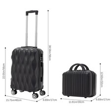 2Pcs Travel Set 14+20Inch Hard Shell Suitcase Hand Cabin Luggage & Vanity Case