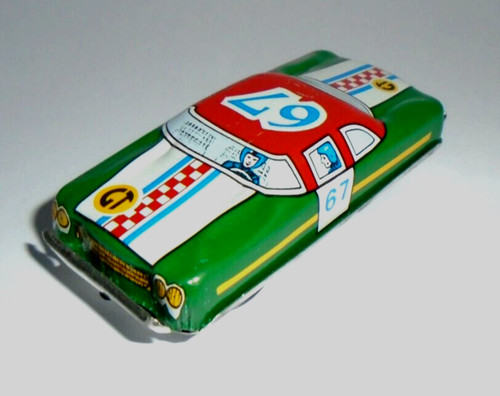 Vintage tinplate race car toy - vintage,