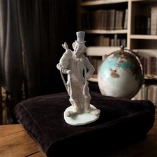 Porcelain Clown Figurine Lladro Style Top Hat Cane with Rabbit 31cm Collectible