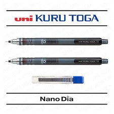 2 x Uni Kuru Toga Self Sharpening Lead Drawing Mechanical Pencil - Smoke + Leads