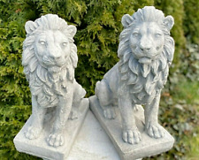 Large stone set of lions figurine Concrete duo lion statues Garden statue lions