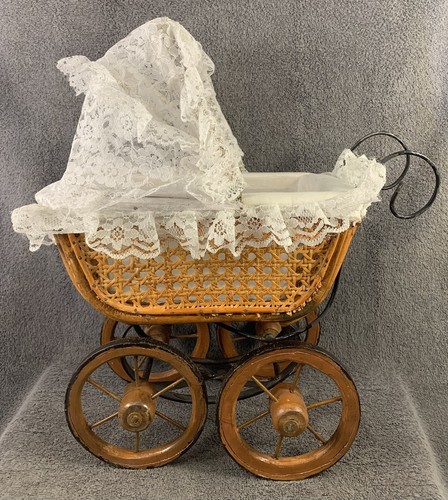 Vintage cane wicker baby doll - vintage,