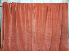 Large Welsh Velvet Curtains Peach Heavy Lined Drapes Vintage 90s W44" x D72"