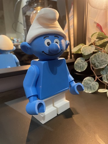 Lego inspired large smurf - lego,