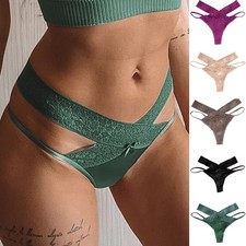 Women Silky Knickers Sexy Briefs Thongs G String Underwear Lace Panties Strings