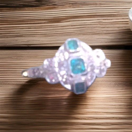 Diamond emerald ring size p - &,