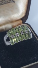 Vintage 1990-s 925 Sterling Silver Peridot Ring Size US 7 1/2 UK P