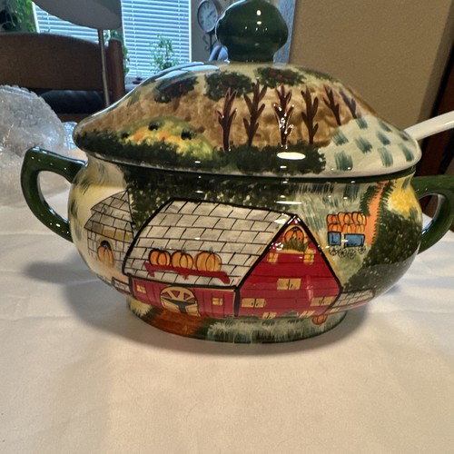 Ceramic hand painted farm - hand-painted,