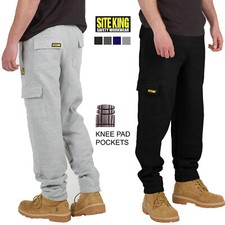 Mens WORK Cargo Jogging Bottom Tracksuit & Knee Pad Pockets By SITE KING
