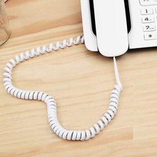 Telephone Handset RJ10 Cable Coiled Lead White Curly Cord Home/Office Phone