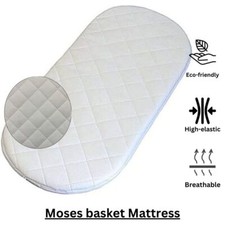 Baby Moses Basket Mattress Extra Thick 4 cm Comfy Cushy Breathable White Cover