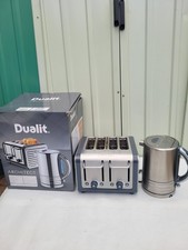 Dualit Architect 1.5L Kettle & 4 Slot Toaster Set in Midnight Grey Brushed Boxed
