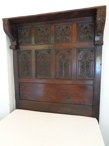 17th century carved oak bed - century,