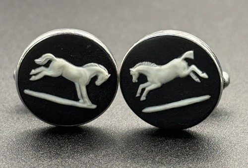 Vintage black wedgwood horses - black,