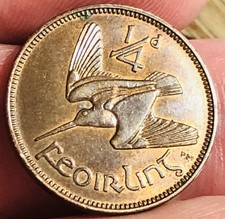 Ireland 1936 Bronze Peacock Farthing High Grade 