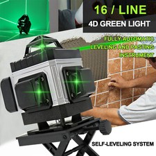 16 Line Laser Level Green Self Leveling 4D Cross Measure Tool Kit + 2 Batteries