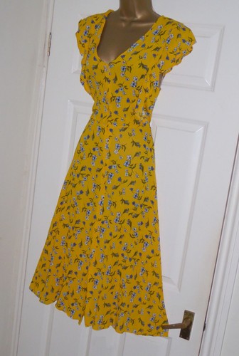 Yellow blue floral - , midi