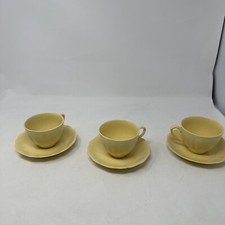 (3) - J.EG. MEAKIN Glamour Cup & Saucer Sets England Sunflower Yellow Scalloped