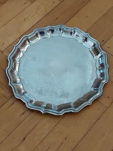 Vintage silver plate round - silver,